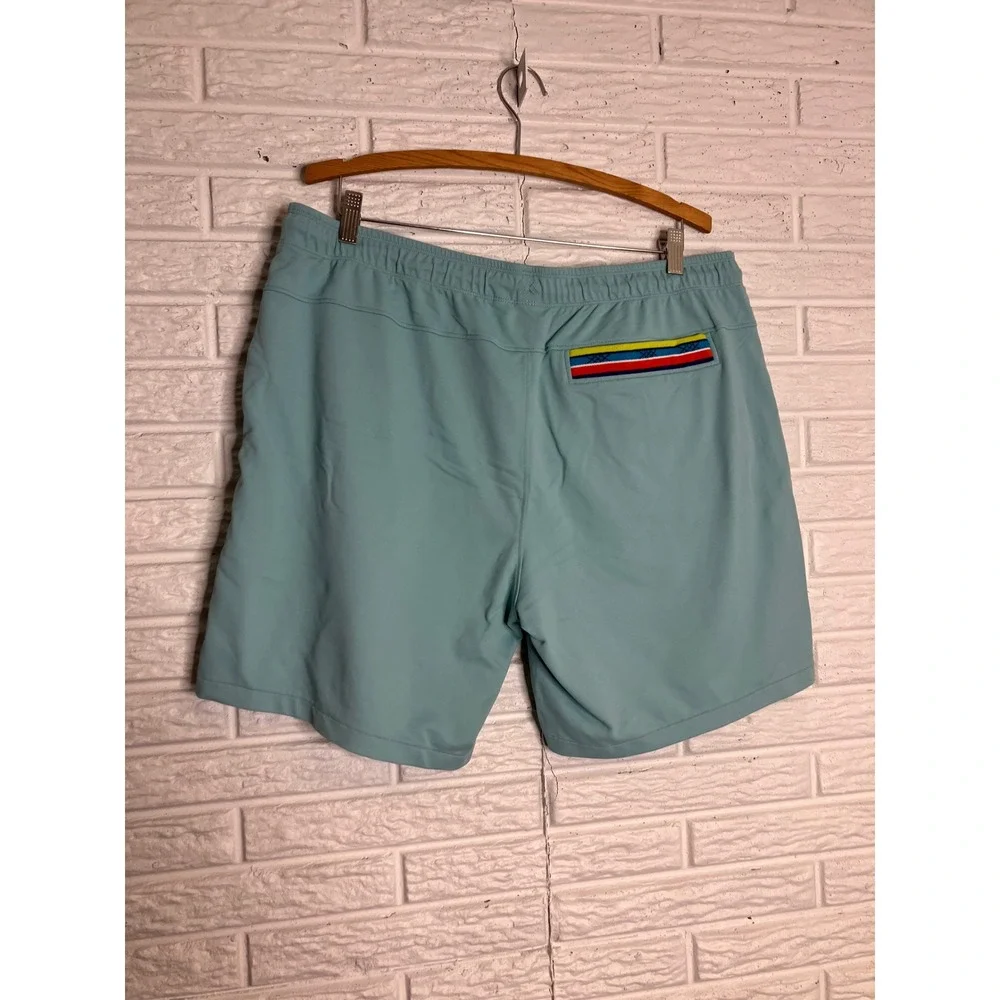 Rhone Athletic Training Shorts Mens XL Teal Excellent Striped Back Pocket lounge